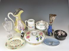 A collection of 19th/20thC ceramics and glass including Villeroy and Boch glass covered goblet,