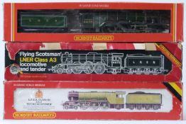 Three Hornby 00 gauge model railway LNER Class A3 Flying Scotsman locomotives, R.398, all in