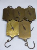 Five Salter spring balances comprising No 2 10lb and 10, 20, 30 and 40lb examples