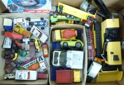 Thirty-seven Corgi, Tonka and Matchbox diecast and tinplate model vehicles including a Tonka T6