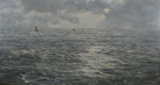 Henry Moore R.A., R.W.S (1831-1895) oil on canvas maritime scene with ships in the distance,