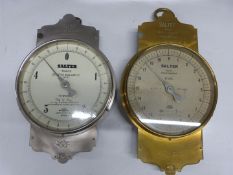 Two Salter No 77T trade spring balances with painted dials behind glass, one to weigh 7kg the