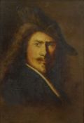 J L Wright Victorian oil on board, head and shoulders bust of Rembrandt, dated 1885, 20 x 13cm, in