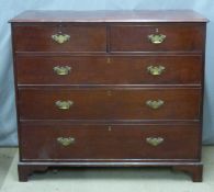 19thC mahogany chest of two over three straight drawers, W125 x D56 x H110cm