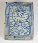 A 19thC Chinese blue and white ink box with bird decoration, W9.5 x D7.5 x H3.5cm