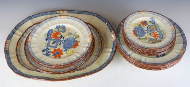 Approximately 19 pieces of Masons dinnerware hand decorated in the Jardiniere pattern