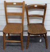 Two 19thC elm seated children's chairs, tallest 70cm