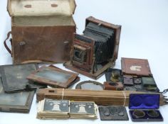 Houghton Victo plate camera with tripod, film holders, Thornton Pickard shutter, London Stereoscopic