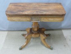 19thC rosewood fold over card table, W91 x D44 x H75cm