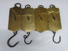Four Salter spring balances comprising No. 2 20lb and 40lb examples and 160 and 60lb examples