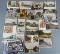 Edwardian and later postcards including Hoddom Castle, Continental, Scottish, Indonesian scenes,