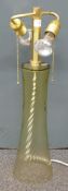 A designer wrythen glass and metal table lamp, probably Promemoria, H62cm