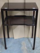 Chinese altar style table with undershelf, raised on straight legs and gnarled feet W59 x D39 x