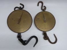 Two Salter No20T Trade spring balances with circular brass dials, one marked R.Silcock & Sons Ltd