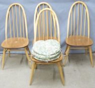 Four Ercol light elm hoop/ stick backed chairs