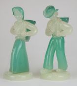 Pair of glass figures in the Archemide Seguso alabastro Murano style, H24cm