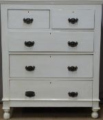 Victorian painted pine chest of two over three drawers, W95 x D44 x H111cm