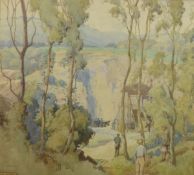 H R Wibberley (1884-1955) watercolour 'The Quarry', signed lower left, 44 x 49cm, titled to label