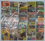 Thirty-three Dell and Gold Key TV and Western related comics including Gunsmoke, Maverick,