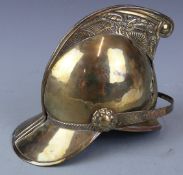Brass LCC LFB Fire Brigade novelty miniature helmet collecting box, height 14cm