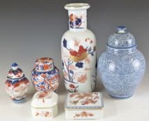 Vista Allegre vase and covered boxes, ginger jars including Japanese Imari, Goebel birds etc,