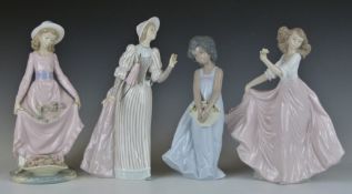 Four Lladro figurines, tallest 25cm