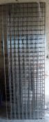 Shop fitting mesh wall, eight panels 61x123cm, eight uprights and a large quantity of fittings