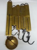 Five Salter spring balances comprising 16 oz with per gross scale and brass pan below, 1941 No2