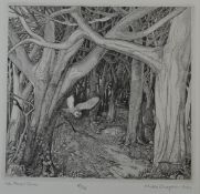 Chas Chaplin 1984 signed limited edition (52/75) etching 'New Forest Ghost' 19 x 19cm
