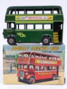 Japanese tinplate friction powered Double Decker Bus, in original box.