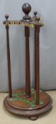 A vintage mahogany snooker or pool cue stand to accommodate 23 cues, H124cm