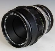 Minolta Macro Rokkor-QF 50mm 1:3.5 SLR camera lens, in case with two converters