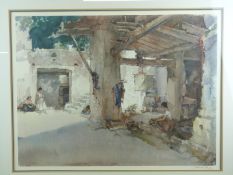 William Russell Flint (1880-1969) signed print 'Conversation, St.Martin D' Ardeche', 53 x 70cm, in