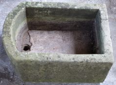 Natural stone D end trough or sink, L 67 x W 47 x H 33cm