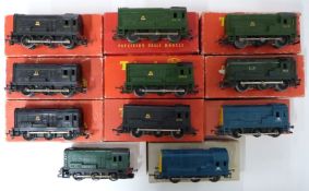 Nine Tri-ang 00 gauge model railway Diesel Shunter locomotives, all in boxes.
