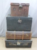 Four trunks, largest W93cm