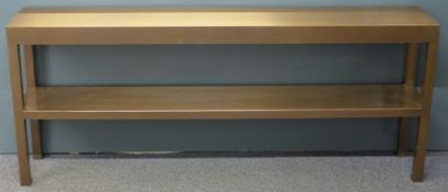 A designer Promemoria bronzed metal hall or sofa table with undershelf raised on straight legs