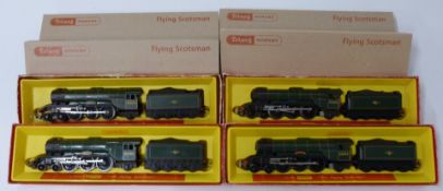 Four Tri-ang Hornby 00 gauge model railway LNER Flying Scotsman locomotives, R.850, all in