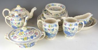 Approximately 100 pieces of Masons dinner and tea ware decorated in the Regency pattern