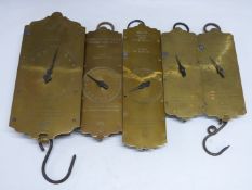 Five Salter spring balances comprising No 60T 60lb, No 60 30 kilo, No 2 30lb, No 60T 20lb and 30lb