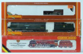 Three Hornby 00 gauge model railway locomotives Duchess of Sutherland, King George VI R.767 and