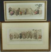 WITHDRAWN    Two Boris O'Klein (1893-1985) signed 'Dirty Dogs of Paris' prints, 20 x 47cm