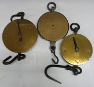 Three Salter spring balances with brass dials comprising Class II 288lb with Thomas Williams