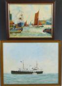 Eric Aldridge (Arlingham, Gloucestershire) two acrylic on board maritime studies, one depicting MV