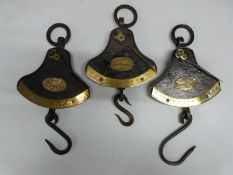 Three Salter quadrant balances, to weigh 28lb, 55lb and 110lb