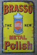 Brasso metal polish vintage enamel advertising sign, 61 x 38cm