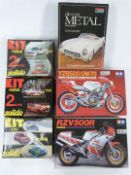 Six model vehicle kits comprising three Solido 1:43 scale metal cars, Monogram 1:24 scale 53