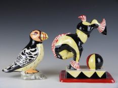 Lorna Bailey limited edition 1/40 circus horse figure and a limited edition 1/25 puffin, tallest