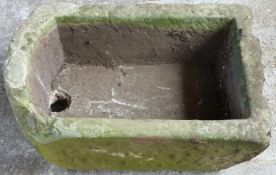 Natural stone D end trough or sink, L67 x W45 x H24cm