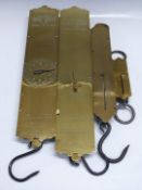 Five Salter spring balances comprising two No 60 60lb, No1 70lb and class II 14lb and 112lb